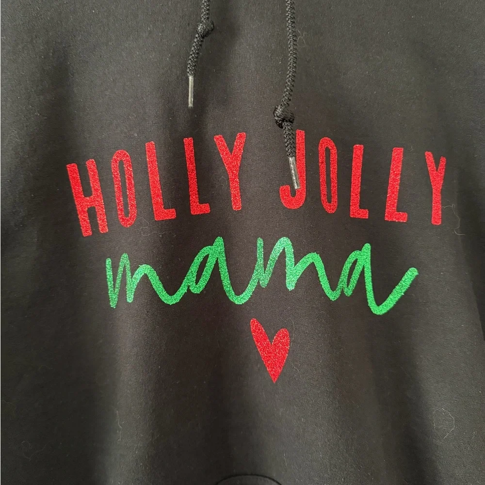 Black 'Holly Jolly Mama' Hoodie - Picture 3 of 3